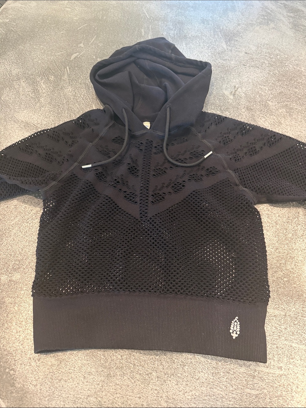 FP Movement by Free People Black Cropped Mesh Hoodie
